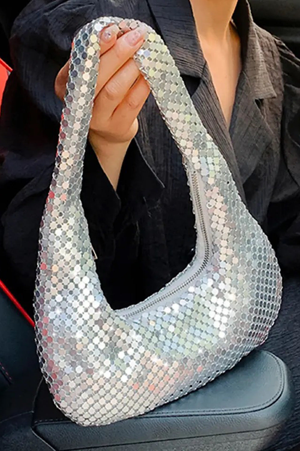 Silver chainmail store bag