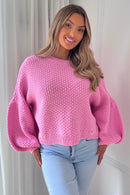 Daphne Pink Oversized Balloon Sleeve Jumper