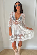 Jane White Floral Lace Kaftan