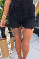 Cora Black Floral Crochet Shorts