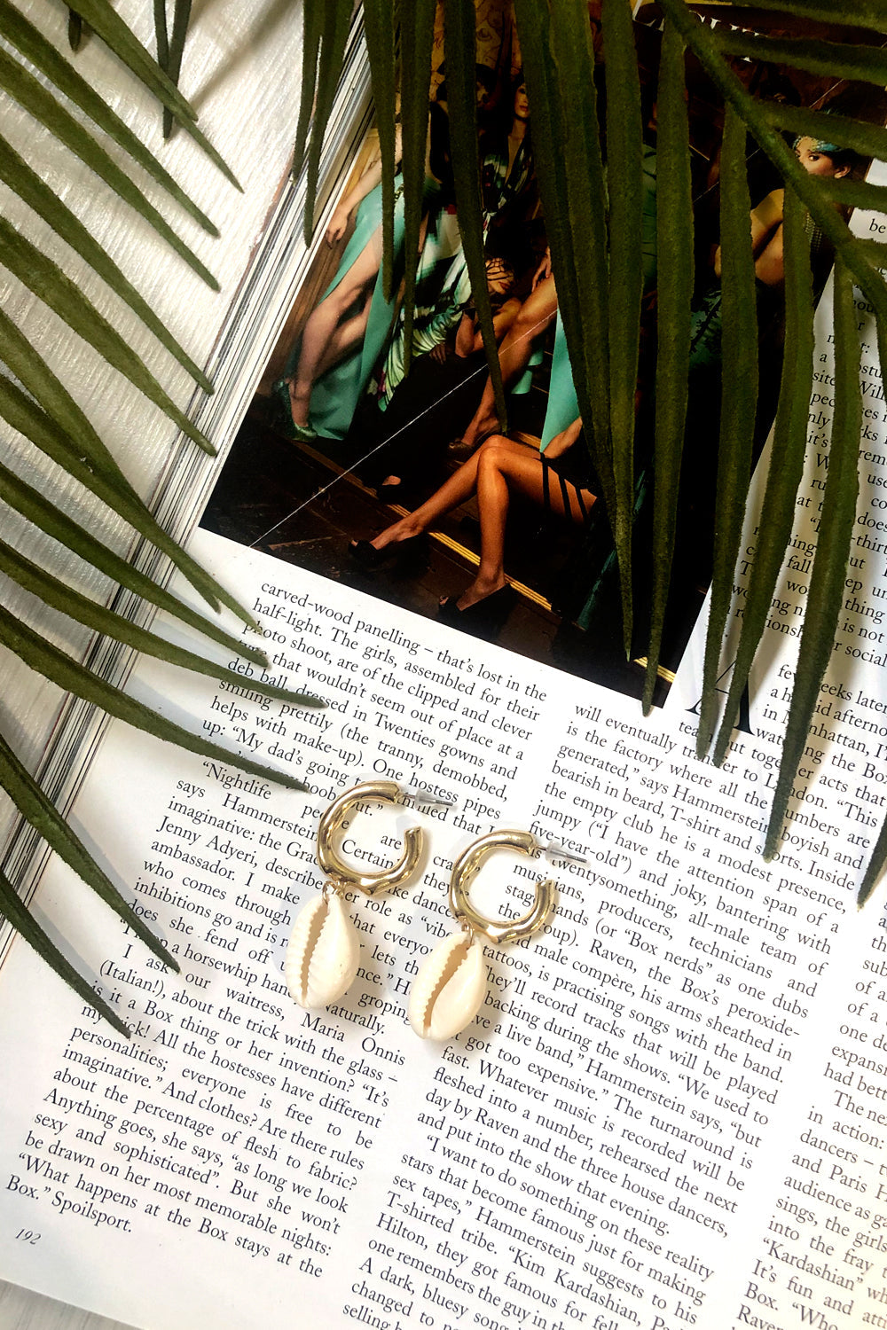 Bamboo Gold Hoop Shell Earrings