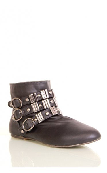 Mimi Black Buckle Ankle Boots