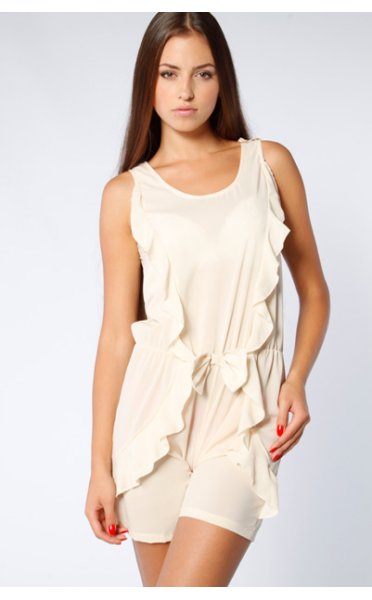 Dara Chiffon Playsuit In Cream