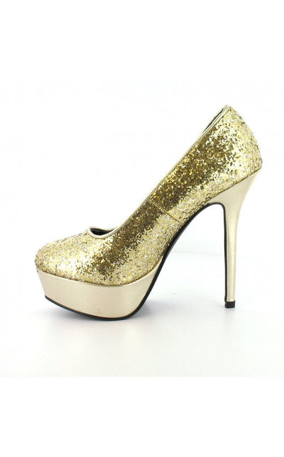 Platino Glitter Court Platform Shoes In Gold