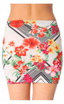 Davina White Floral Bodycon Mini Skirt