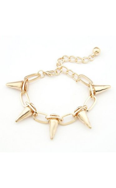 Retro Punk Rock Rivet Spike Studs Bracelet In Gold