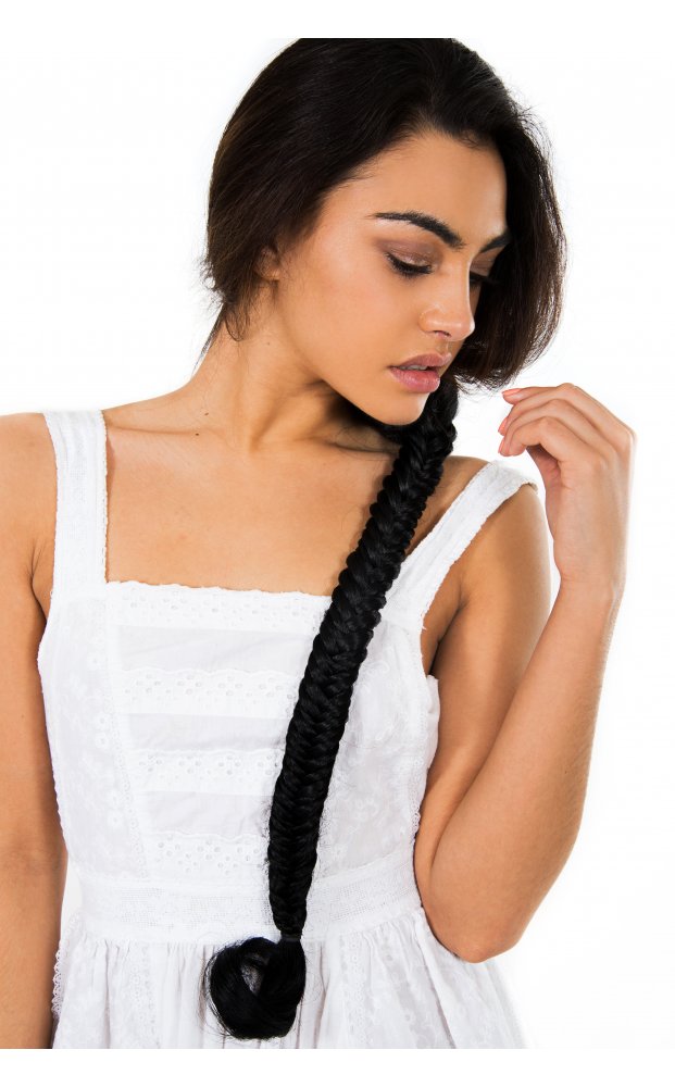 Celebrity Style Mermaid Fishtail Hair Plait In Black