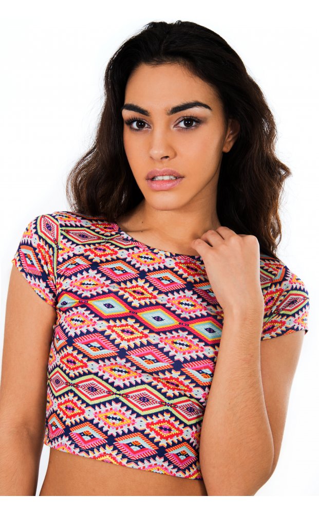 Mia Aztec Print Crop Top