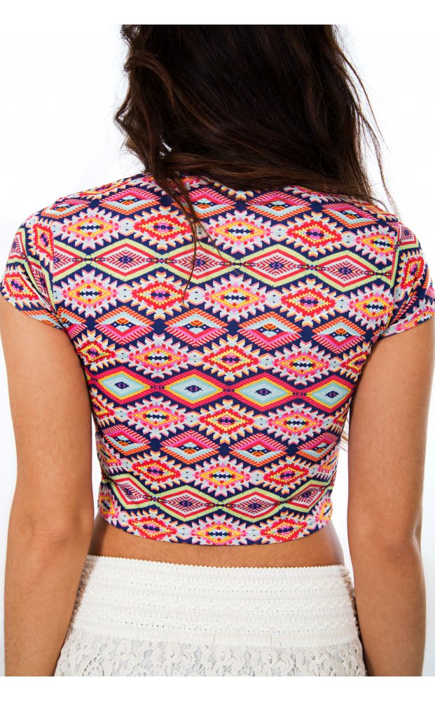 Mia Aztec Print Crop Top