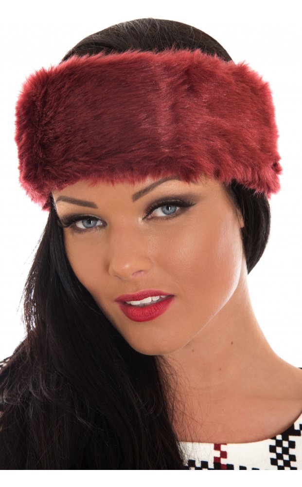 Burgundy Faux Fur Hatband