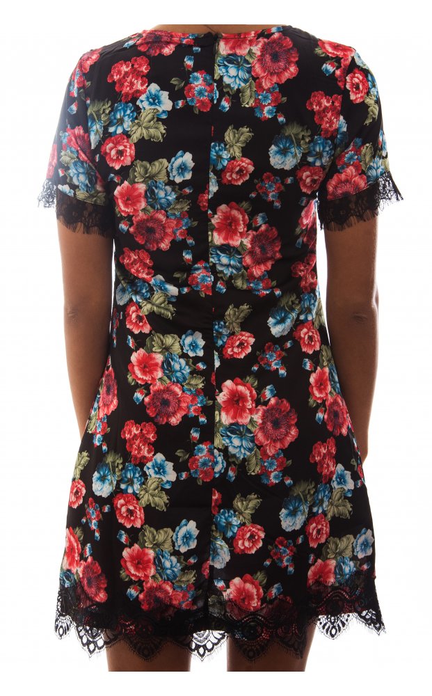 Elsa Blue Floral & Lace Shift Dress