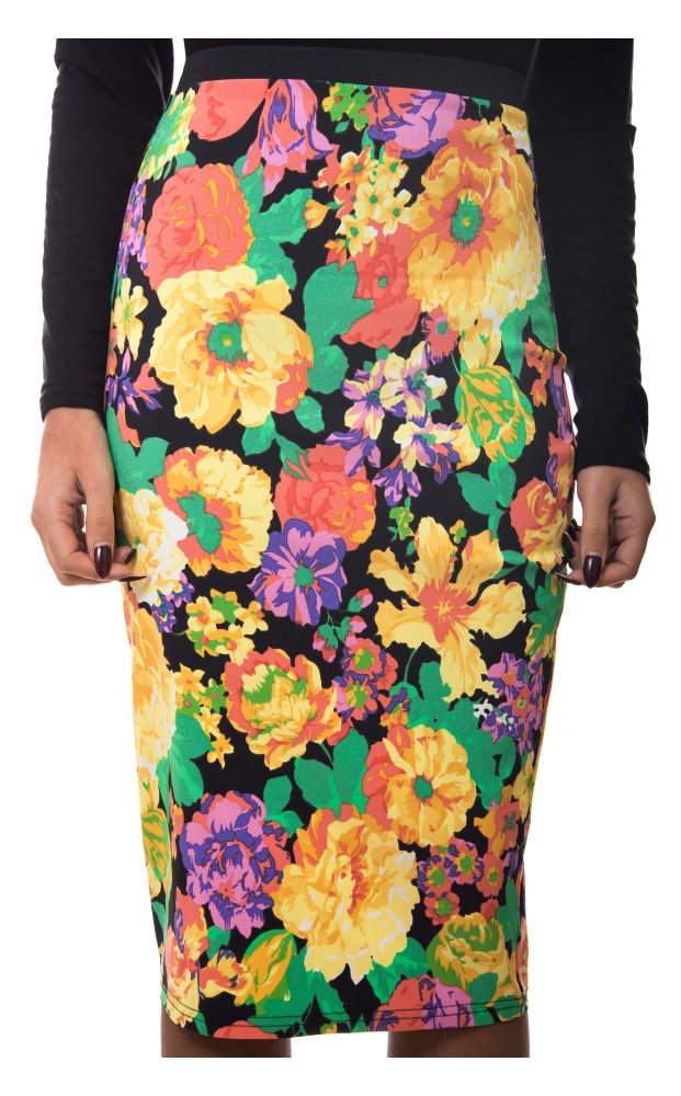 Floral Bodycon Midi Skirt