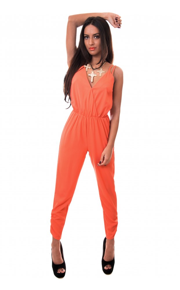 Orange Chiffon Jumpsuit