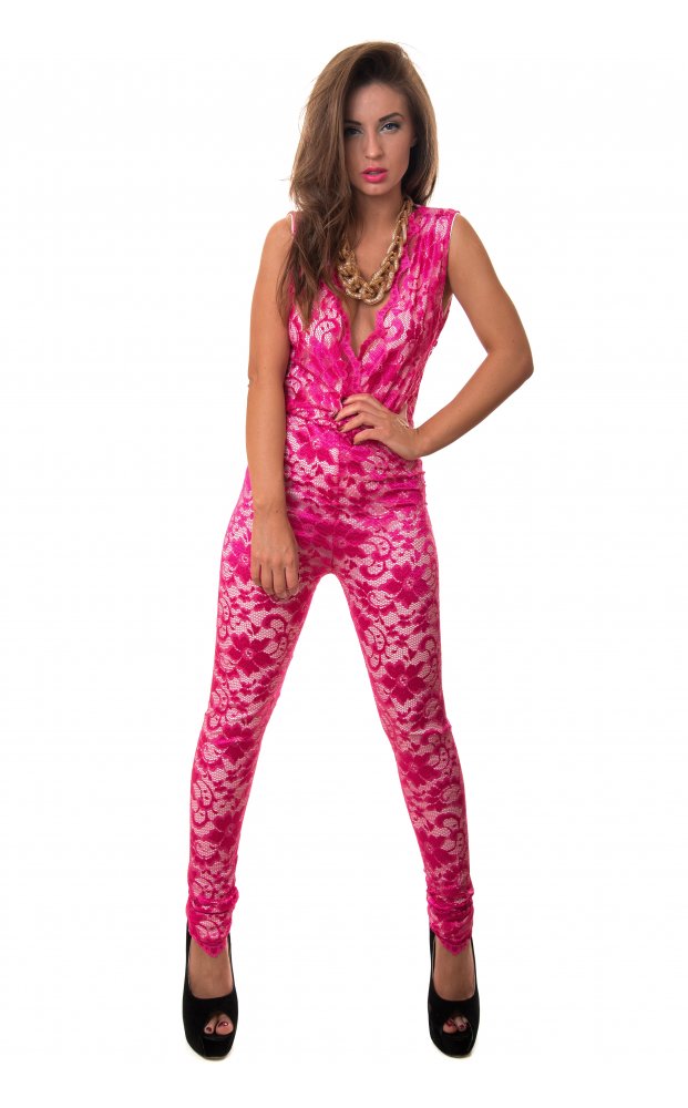 Lianna Pink Lace Jumpsuit