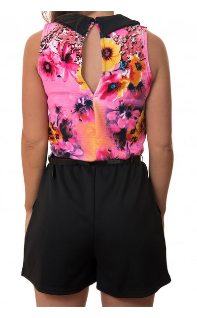 Milkshake Floral Playsuit In Pink