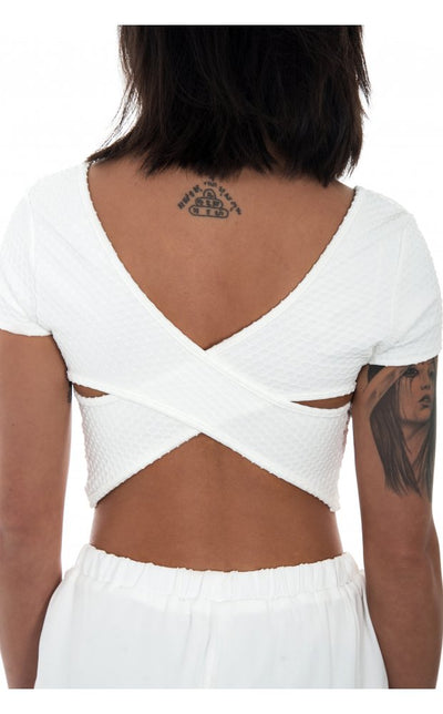 Sahara White Cross Back Top