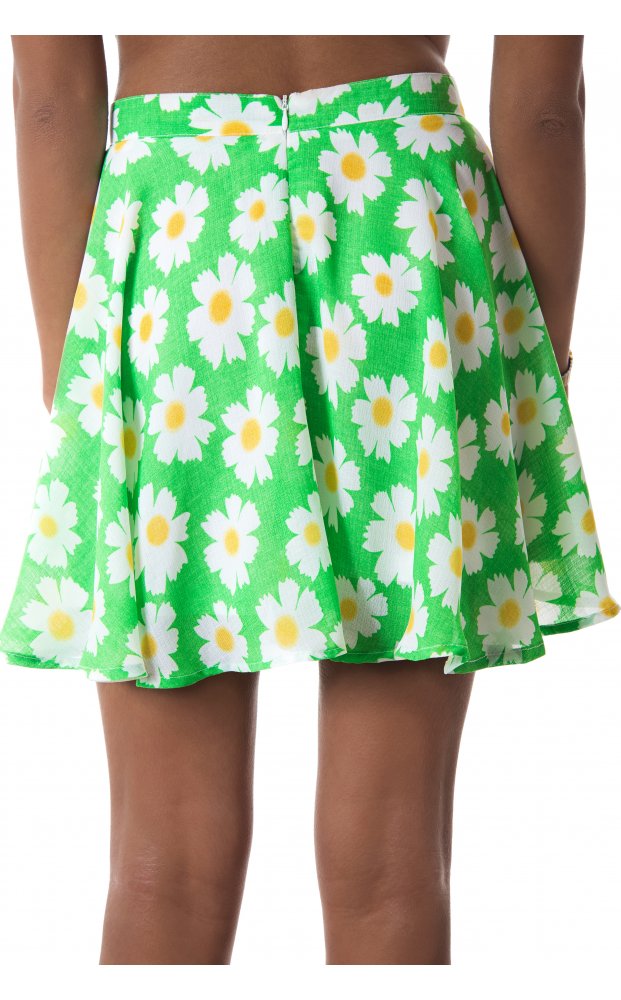 Green Daisy Skater Skirt