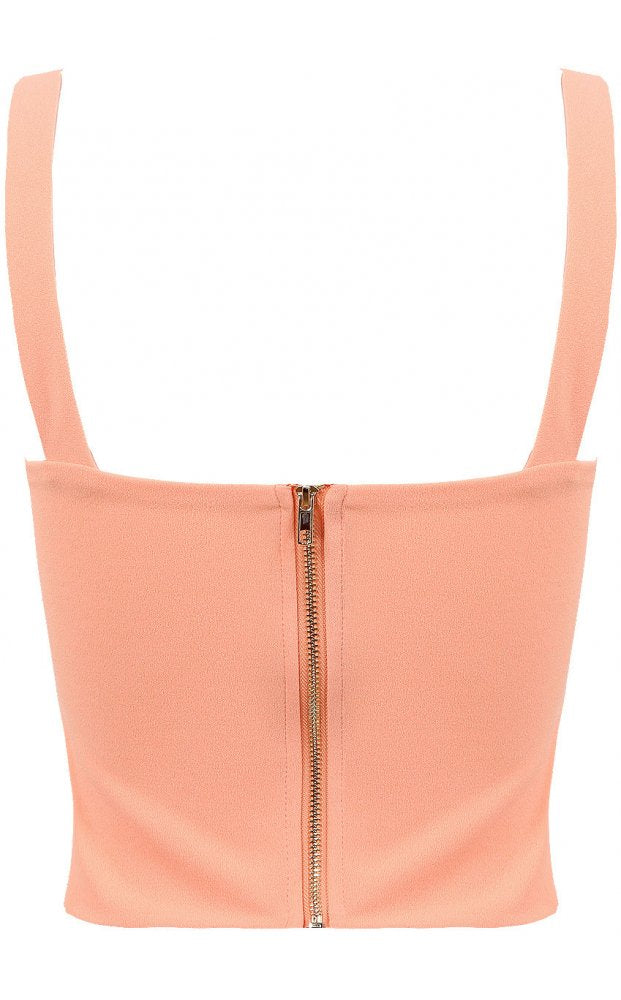 Peach Pleated Bralet Top