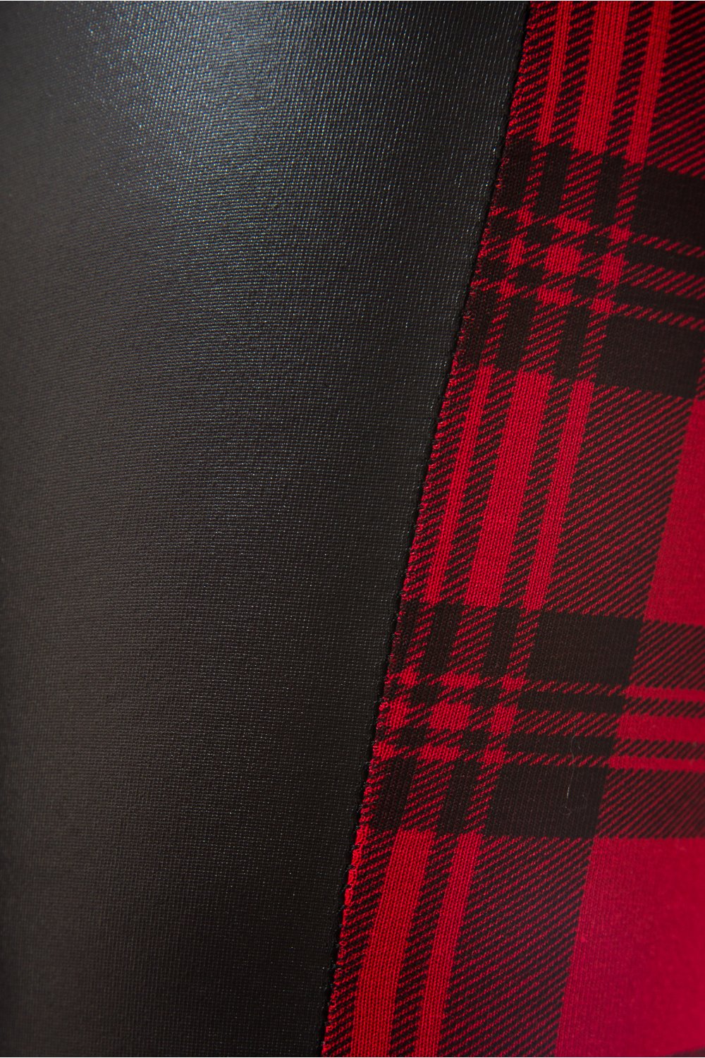 Wet Look Red Tartan Leggings