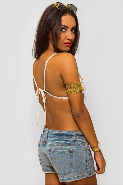 Tikki Beige Crochet Bralet Top