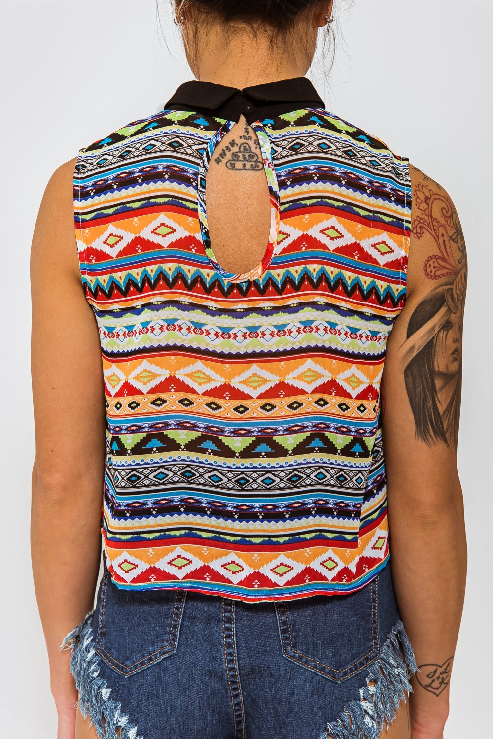 Venice Aztec Print Sleeveless Tank Top In Orange