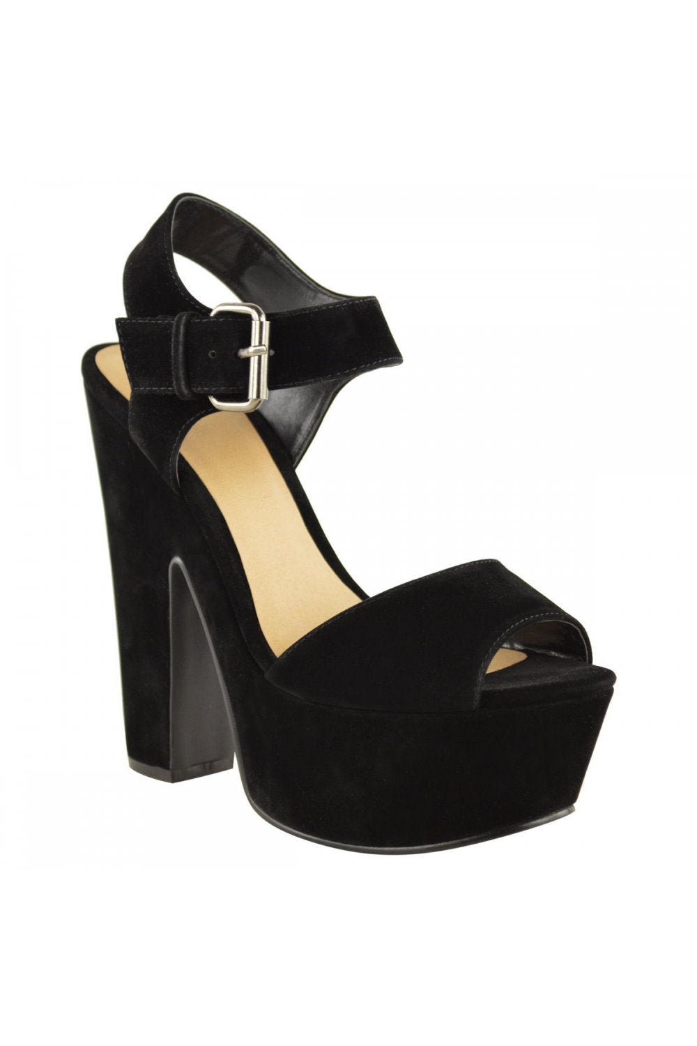 Elise Black Suede Chunky Heels