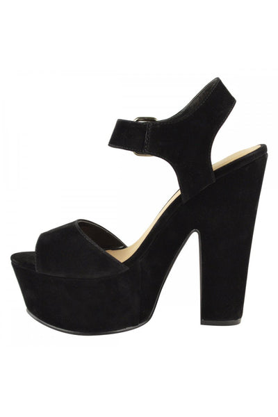 Elise Black Suede Chunky Heels