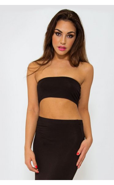 Black Bandeau Crop Top