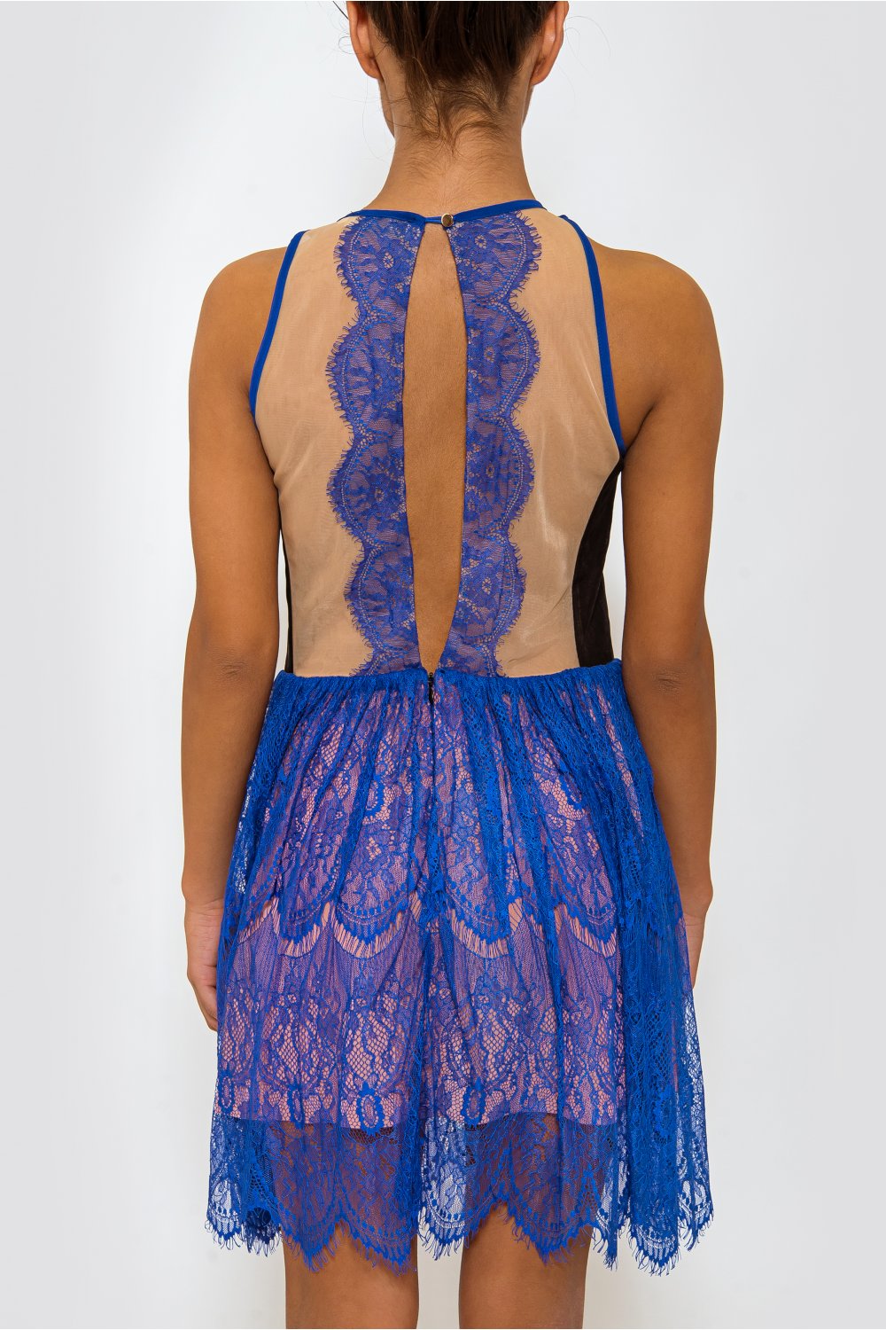 LUXE Blue Lace Sleeveless Dress