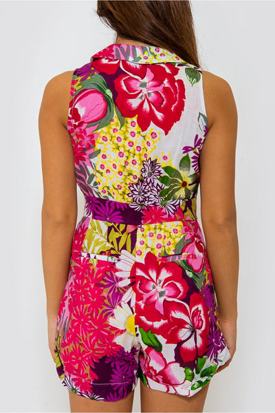 Zante Pink Tropical Floral Playsuit