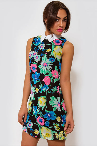 Marianna Floral Sleeveless Shift Dress In Green