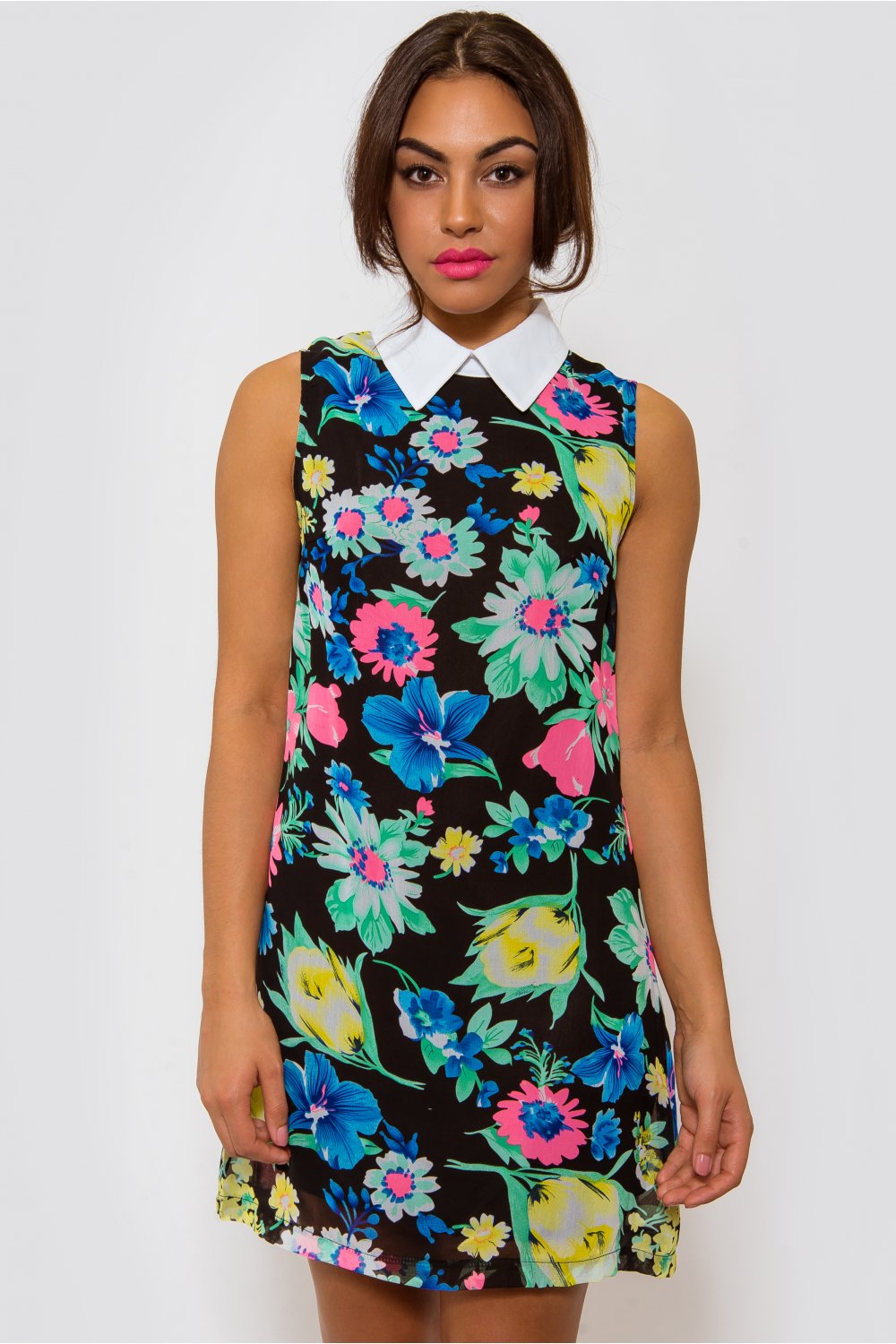 Marianna Floral Sleeveless Shift Dress In Green