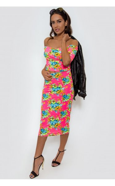 Flower Trip Pink Bardot Co-Ord