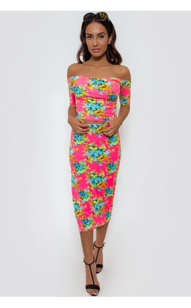 Flower Trip Pink Bardot Co-Ord