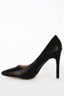 Lanica Black PU Pointed Toe Court Shoes