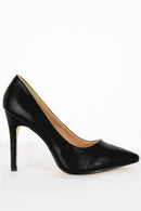 Lanica Black PU Pointed Toe Court Shoes