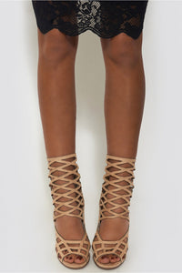 Lui Cream Caged Heels