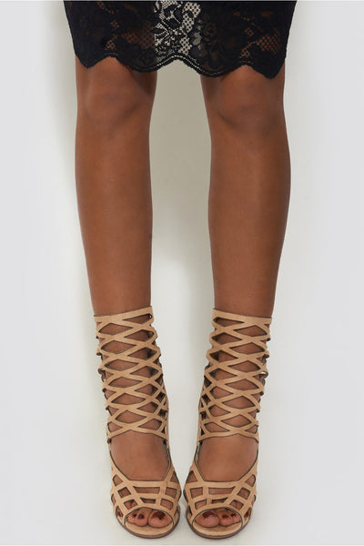 Lui Cream Caged Heels