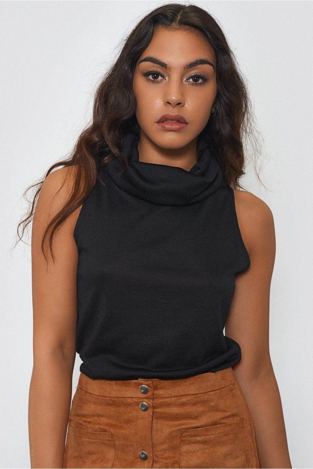 Cowl Neck Black Top