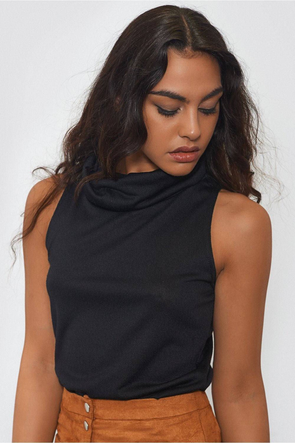 Cowl Neck Black Top