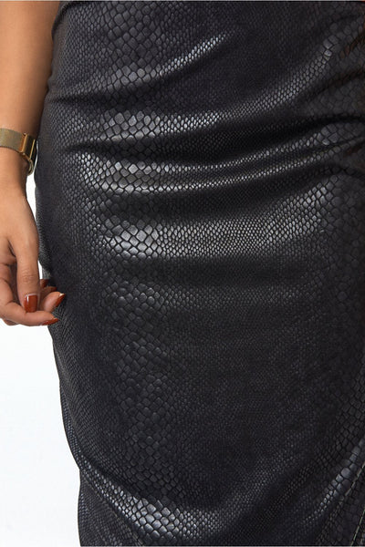 Snakeskin Black Bodycon Skirt