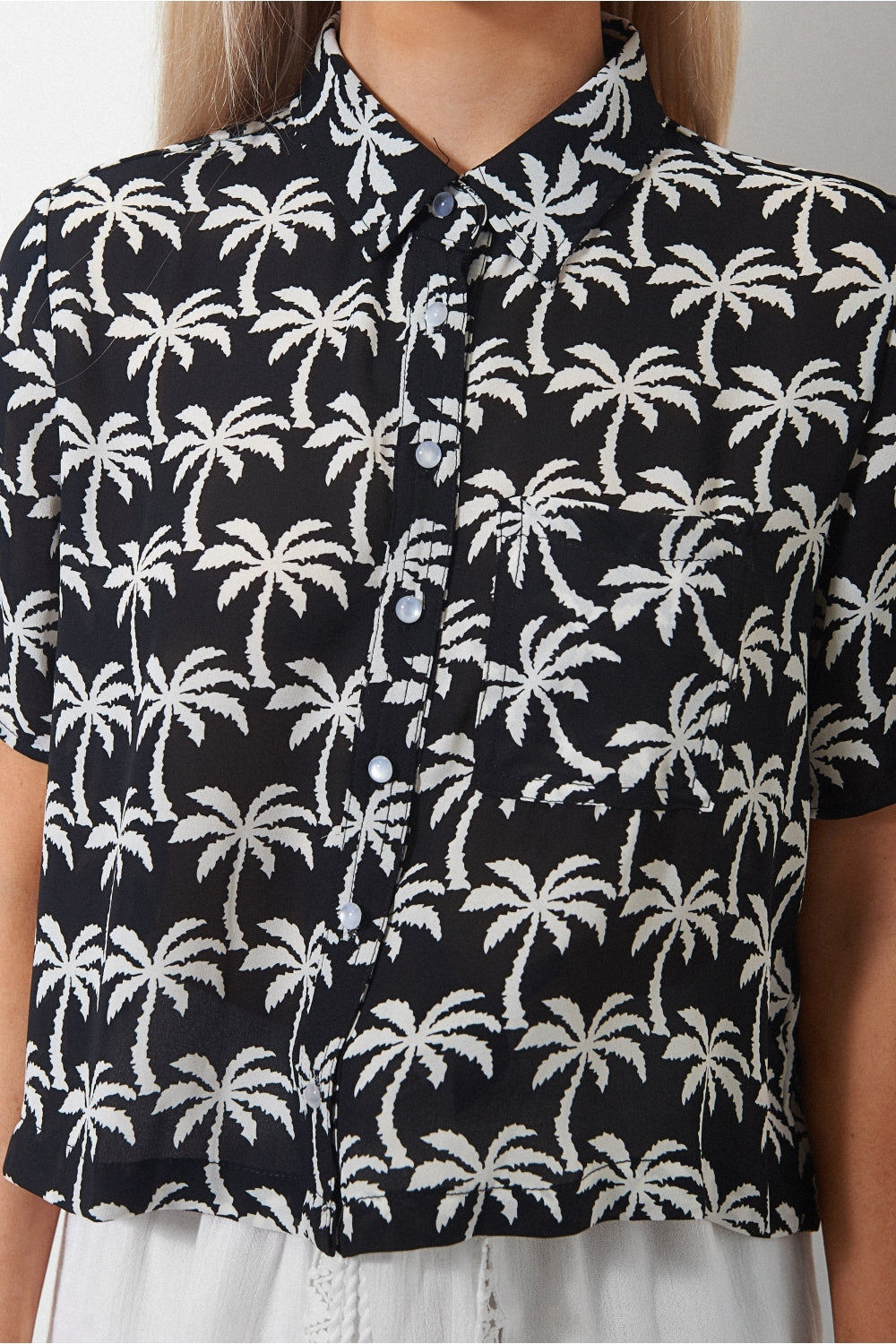 Black Palm Print Shirt