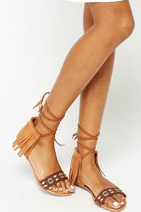 Rodeo Camel Aztec Tassel Sandals