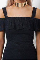 Mina Black Lace Bardot Top