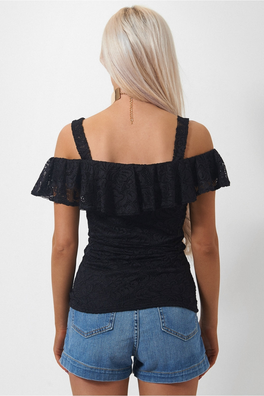 Mina Black Lace Bardot Top