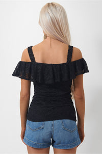 Mina Black Lace Bardot Top