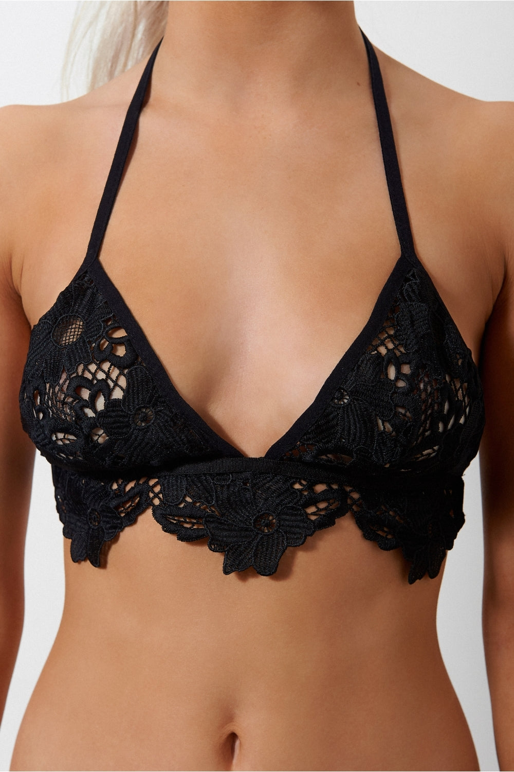 Lotus Black Floral Halterneck Bra