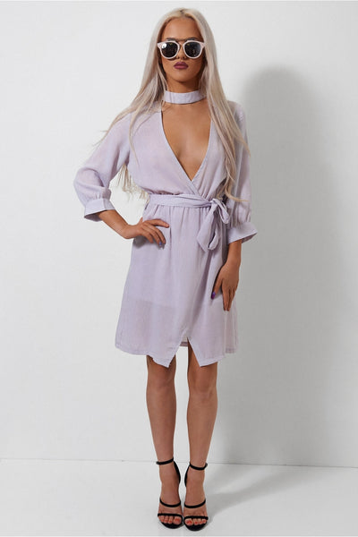 Lilac Choker Shift Dress