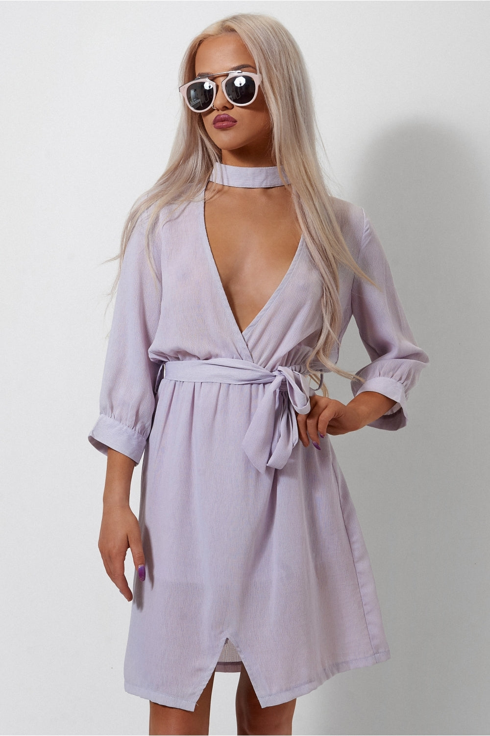 Lilac Choker Shift Dress