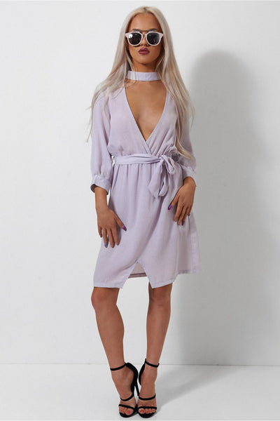 Lilac Choker Shift Dress